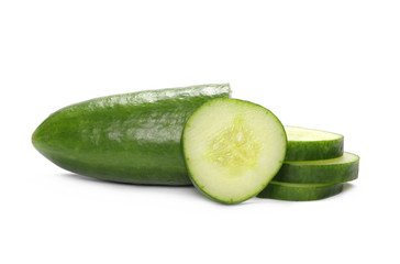 Cucumber slices isolated on white background