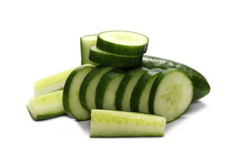 Cucumber slices isolated on white background