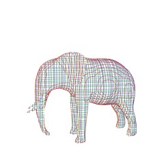 Abstract striped elephant. Isolated on white background. Sketch illustration.