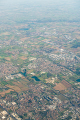 Italy. Aerial View with Meadows and Small Towns.