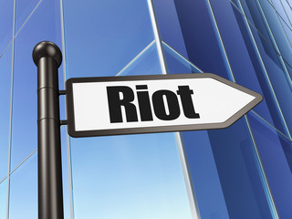 Politics concept: sign Riot on Building background, 3D rendering