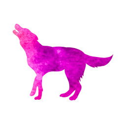  isolated, watercolor silhouette dog