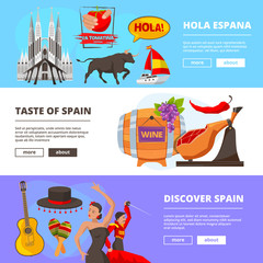 Horizontal banners with illustrations of cultural objects of spain © ONYXprj