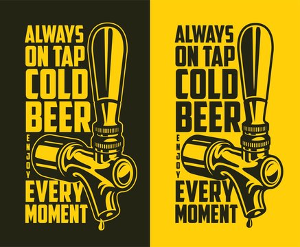 Beer tap with advertising quote