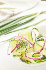 Salad of cucumber and red onion