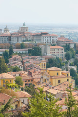 Obraz premium Bergamo, Italy - August 18, 2017: Panoramic view of the city of Bergamo from the castle walls
