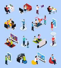 Fototapeta premium Isometric Gamers Set