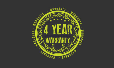 4 years warranty icon vintage rubber stamp guarantee