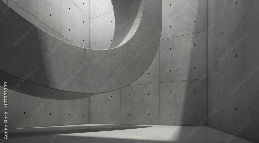 Fototapete abstract of architecture space with rhythm of circle concrete block and light and shadow of the sun,