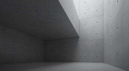Abstract of architecture space with rhythm of concrete block and light and shadow of the sun,3D...