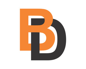 BD initial letter alphabet typography font uppercase image vector icon