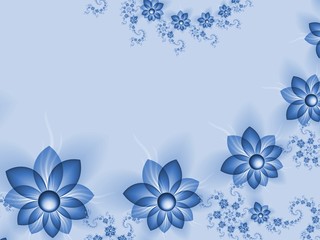 Floral original template with place for text...Fractal flower, template for inserting text...Beautiful background for creating business cards, ..and the like. In color blue...