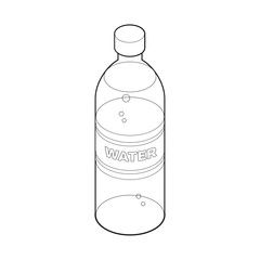 Bottle of water isometric style icon coloring book, food concept illustration