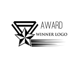 Fototapeta premium Star shaped medal. Winner award logo. Reward badge. illustration.