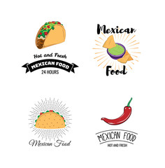 Mexican Food Menu Mini Posters Set with Traditional Spicy Meal.  Illustration.