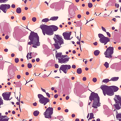 Purple Spring Seamless Vector Botanical