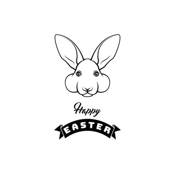 Easter rabbit, easter Bunny. Easter greeting card.  illustration.
