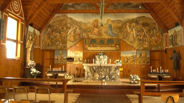 Interior of a Wood Mountain Church with Frescos