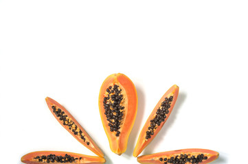 Papaya on wooden background. Healthy food, ripe exotic fruits. The concept of vegetarianism