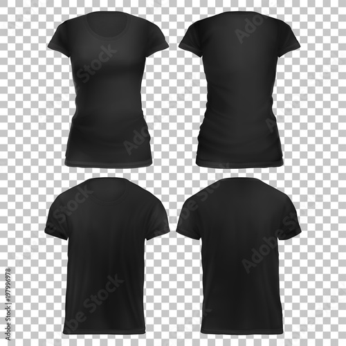"Mock-up Black Women's t-shirt front+back" Stock image and ...