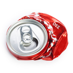 Compressed cans isolated on a white background
