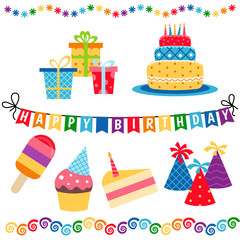 Happy birthday icons set