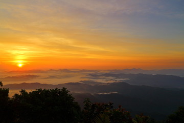 sunset sunrise in the mountains