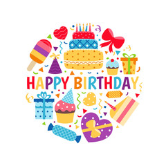 Happy birthday icons set