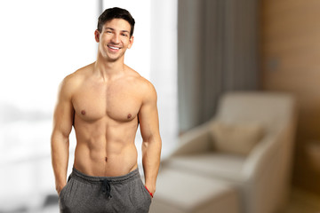 Obraz premium Portrait of a well built shirtless muscular male model