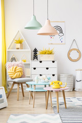 Pastel cozy kid's playroom interior