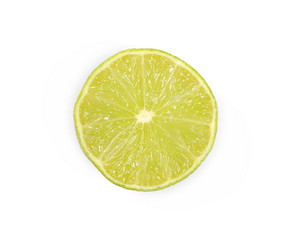 Lime slices isolated on white background, top view