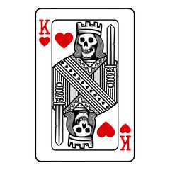 King of hearts playing card with skeleton