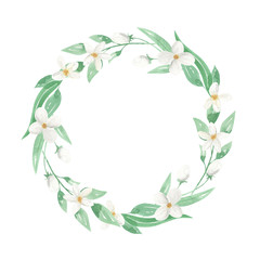 Watercolor Flower Green Painted Wreath