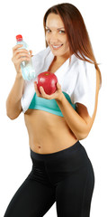 Beautiful young fitness woman. Isolated over white background.