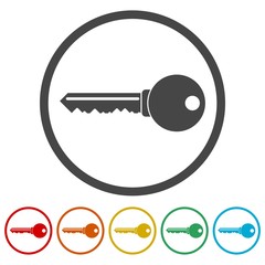 Key icon, Key icon in flat style, 6 Colors Included