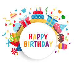 Background with birthday icons set