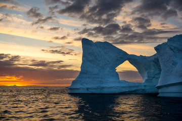 Sunset and iceberg in Greenland. Greatest view.