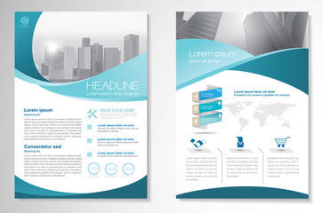 Template vector design for Brochure, Annual Report, Magazine, Poster, Corporate Presentation, Portfolio, Flyer, layout modern with green color size A4, Front and back, Easy to use and edit.