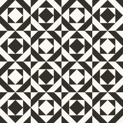 Black and white abstract geometric quilt pattern. High contrast geometric background with triangles. Simple colors - easy to recolor. Minimal background. Vector illustration.