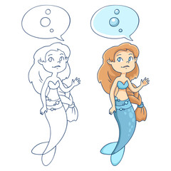 Mermaid picture for coloring book.