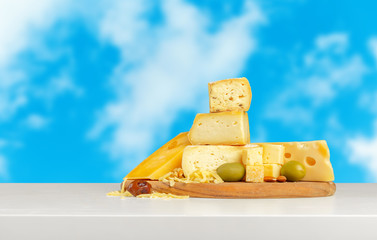 cheese on wooden table