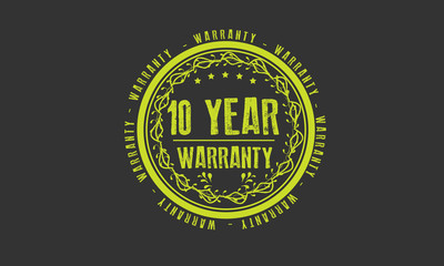 10 years warranty icon vintage rubber stamp guarantee