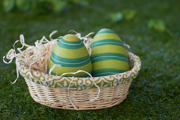 color easter eggs on the table