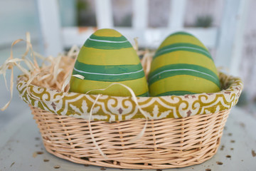 color easter eggs on the table