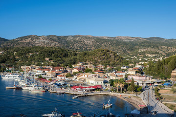 Fototapeta na wymiar Sivota, Greece, 09 September, 2017 Panorama of the center of the town of Sivota in Greece