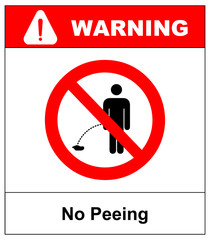 No peeing vector sign illustration isolated on white background. No urinating on floor sign, impolite behavior pictogram. Warning forbidden red symbolfor forests and public places