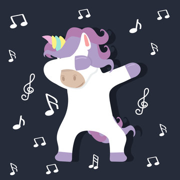 Cute cartoon unicorn Dub dancing sign