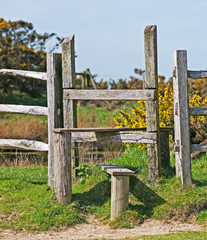 Naklejka premium A wooden stile in rural England.