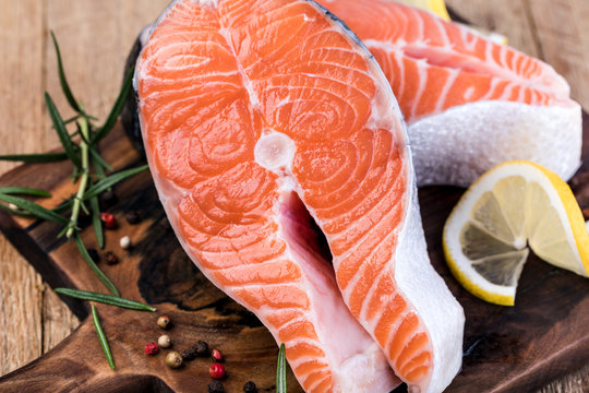 Slice of red fish salmon
