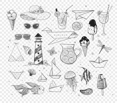Collection of summer doodles